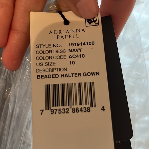 Adrianna Papell Navy Beaded Gown Size 10, BHLDN/Anthropologie, New With Tags - Picture 5 of 7